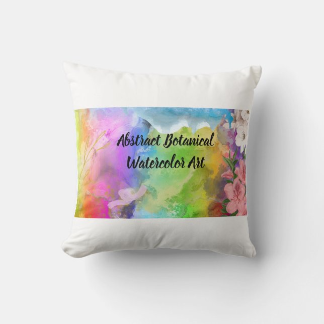Abstrakt botanisk akvarellkonst kudde (Framsida)