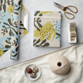Abstrakt botanisk bohemisk pastell grön blå presentpapper