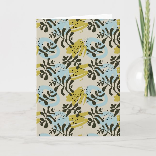 Abstrakt botanisk bohemisk pastell grönblå kort (Framsida)