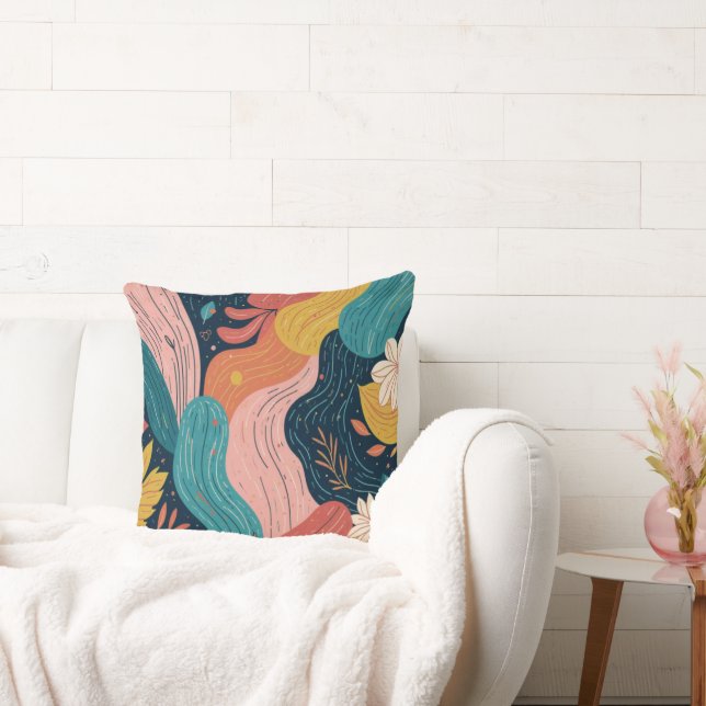 Abstrakt Botanisk Kuddthrow Kudde (Soffa)