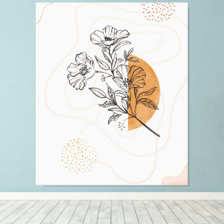 Abstrakt Botanisk – Minimalistisk Blommig Linje ko Canvastryck