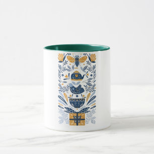 Abstrakt botanisk och djurväggmålning mugg