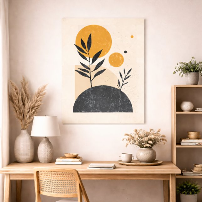 Abstrakt Botanisk Sol Geometrisk Minimal Gul Poster (Skapare uppladdad)