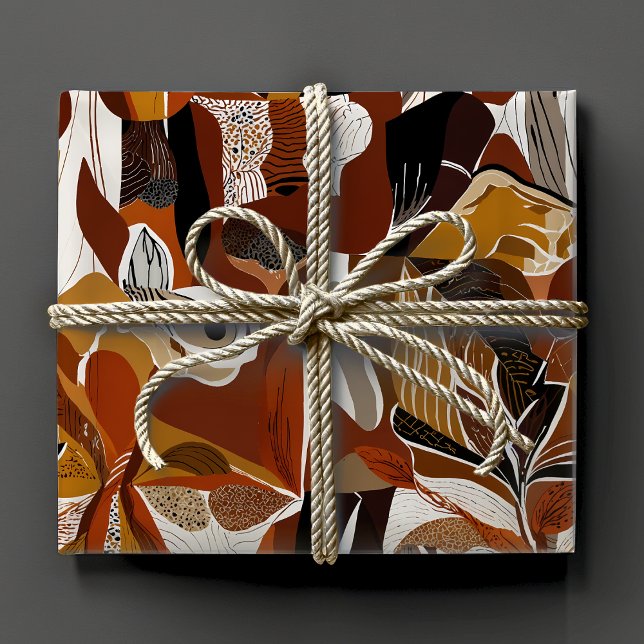 Abstrakt Botaniska folkgåvor till Nature Älskare Presentpapper (Abstract Botanical Folk Gifts for Nature Lovers Wrapping Paper)