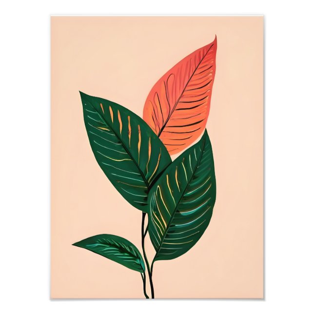 Abstrakt Botaniska Löv - Minimalistisk väggkonst Fototryck (Framsidan)