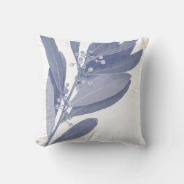 Abstrakt Botaniska Örter i Indigo Blue och White Kudde