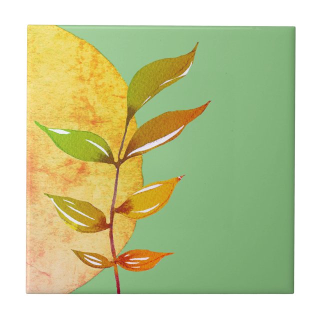 Abstrakt Botaniskt på Grönt Kakelplatta (Framsidan)