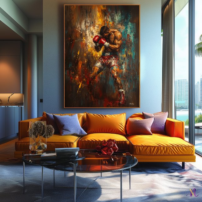 Abstrakt boxare i aktion - kraftfull idrottskonst canvastryck (Skapare uppladdad)