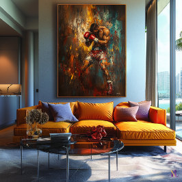 Abstrakt Boxer in Action - PowerSports Art Canvastryck