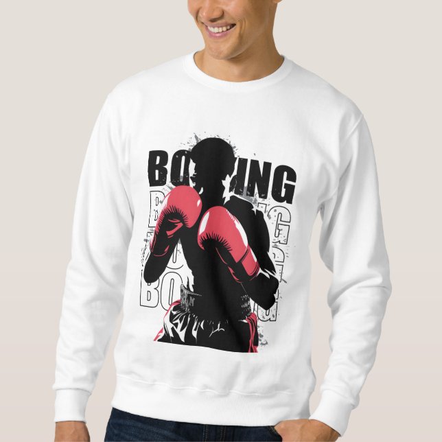 Abstrakt Boxer Silhouette T-Shirt Design - Dynamis Lång Ärmad Tröja (Framsida)