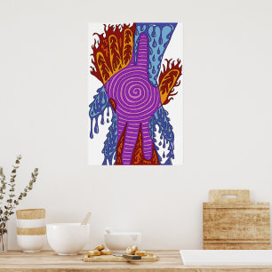 Abstrakt Brand och Vatten Poster