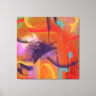 Abstrakt Bright Beauty Orange Lila Guld Canvastryck