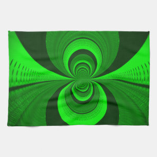 Abstrakt Bright Grönt Groovy kaleidoscope Mönster Kökshandduk