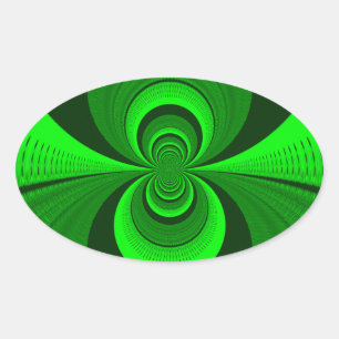 Abstrakt Bright Grönt Groovy kaleidoscope Mönster Ovalt Klistermärke