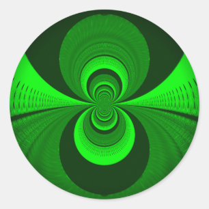 Abstrakt Bright Grönt Groovy Kaleidoscope Mönster Runt Klistermärke