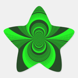 Abstrakt Bright Grönt Groovy kaleidoscope Mönster Stjärnformat Klistermärke