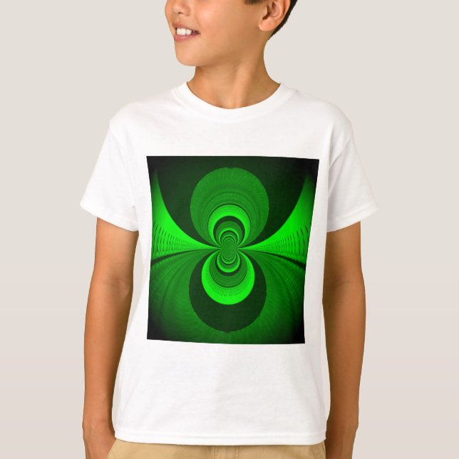 Abstrakt Bright Grönt Groovy Kaleidoscope Mönster T-shirt (Framsida)