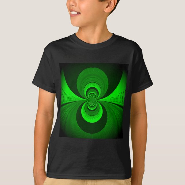 Abstrakt Bright Grönt Groovy Kaleidoscope Mönster T Shirt (Framsida)