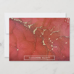 Abstrakt Bright Red & Guld Alcohol Bläck Liquid Ar Tack Kort