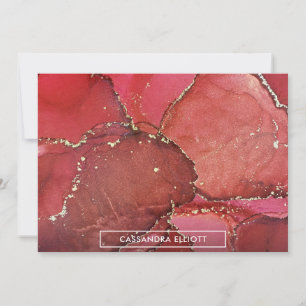 Abstrakt Bright Red & Guld Alcohol Bläck Liquid Ar Tack Kort