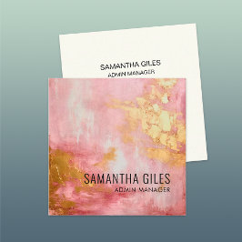 Abstrakt Bright Rosa Guld Paint Fyrkantigt Visitkort