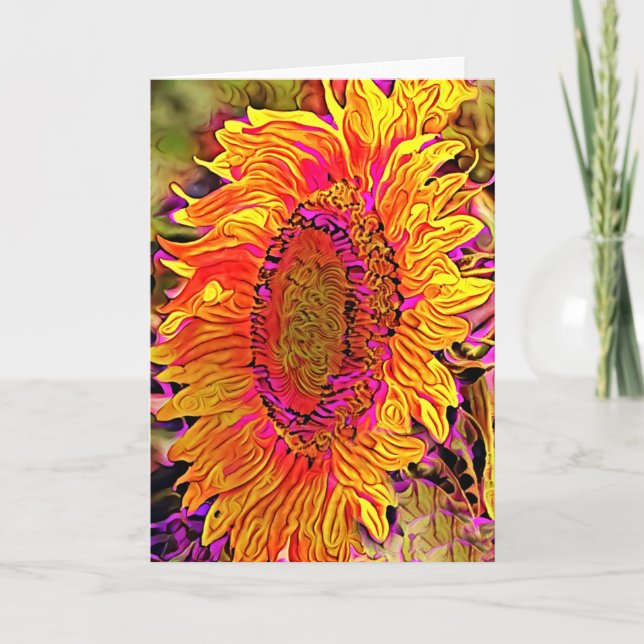 Abstrakt Bright Solros Art-kort Kort (Framsida)