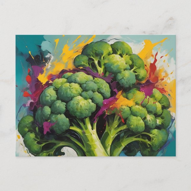 Abstrakt Broccoli Mönster med fet Brushstrokes Vykort (Framsida)