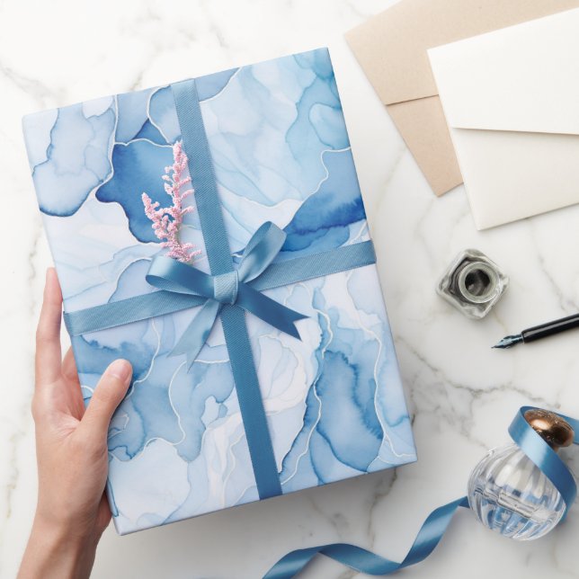 Abstrakt bröllopsdusch i blå nyanser presentpapper (Gifting)