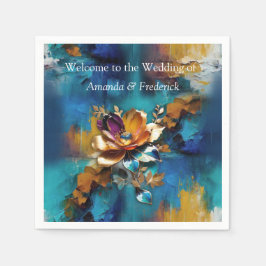 Abstrakt brons, guld-blå baroque stil pappersservett