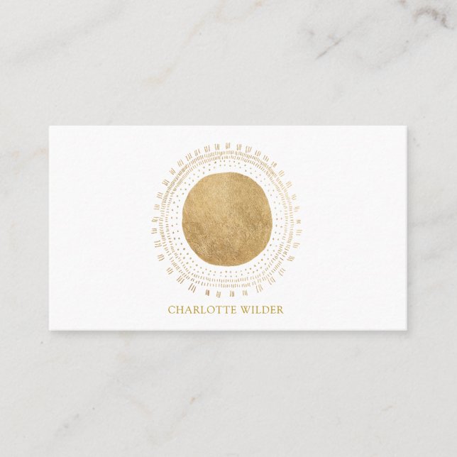 Abstrakt Bronze Foil Circle Sol Rays Visitkort (Framsida)