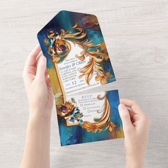 Abstrakt bronze, guld-blue Baroque stil (Avrivbar del)