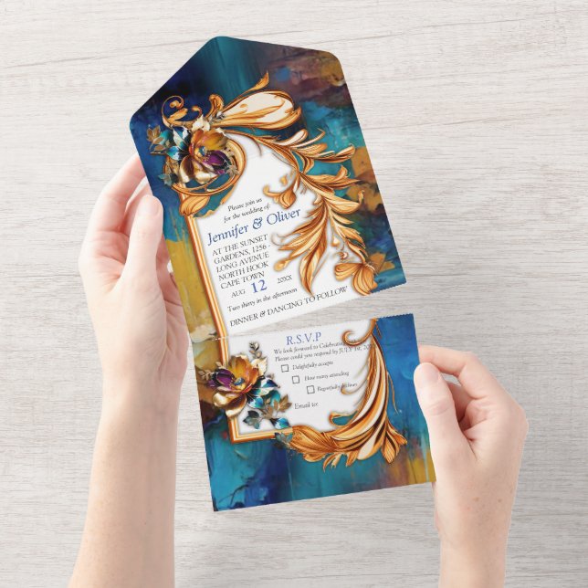 Abstrakt bronze, guld-blue Baroque stil (Avrivbar del)