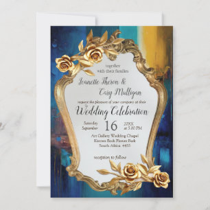 Abstrakt bronze, guld-blue Baroque stil Inbjudningar