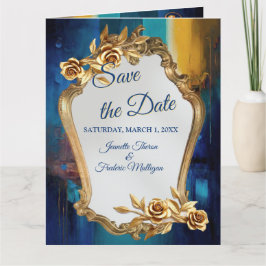 Abstrakt bronze, guld-blue Baroque stil Kort