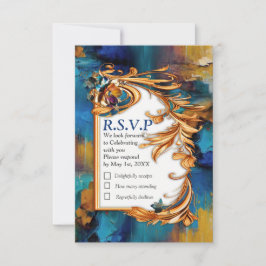 Abstrakt bronze, guld-blue Baroque stil OSA Kort