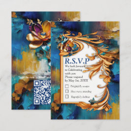 Abstrakt bronze, guld-blue Baroque stil OSA Kort