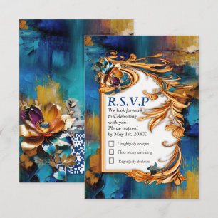 Abstrakt bronze, guld-blue Baroque stil OSA Kort