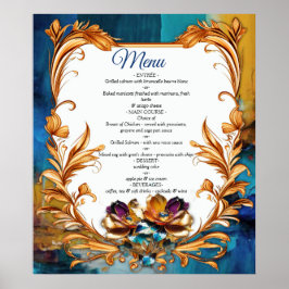 Abstrakt bronze, guld-blue Baroque stil Poster