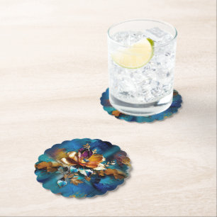 Abstrakt bronze, guld-blue Baroque stil Underlägg Papper