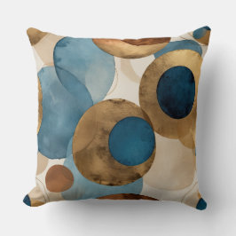 Abstrakt Bronze-, koppar- och blåcirklar Kudde