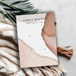 Abstrakt Brown Beige Watercolor 2 Earring Visning Visitkort