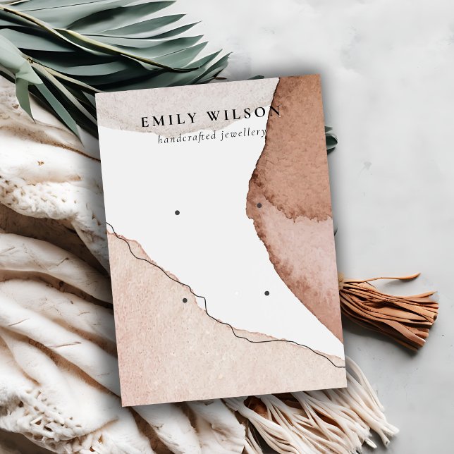 Abstrakt Brown Beige Watercolor 2 Earring Visning Visitkort (Skapare uppladdad)