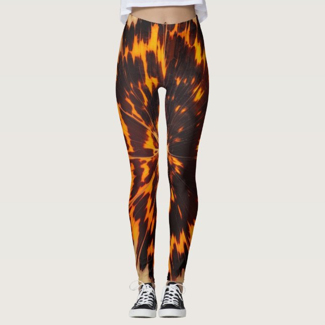 Abstrakt Brown & Black Struktur Chic TortoiseShell Leggings (Framsida)