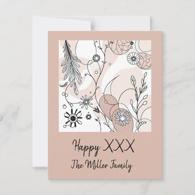 Abstrakt Brown Boho Minimalist Aesthetic Julkort (Framsida)