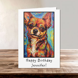 Abstrakt Brown Chihuahua Hund Grattis på födelseda Kort