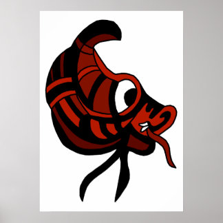 Abstrakt Brown Dragon Head 1 Poster