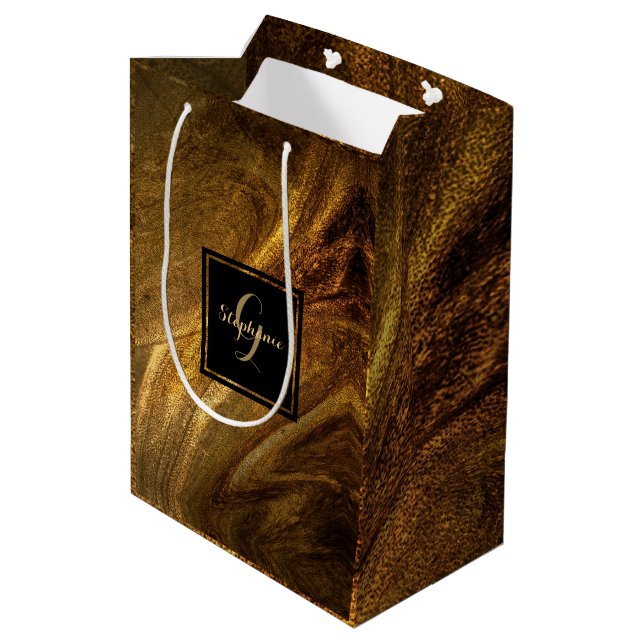Abstrakt Brown Luxury Guld Glitter Modern Chic (Baksidan Vinklad)