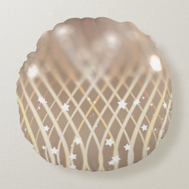 Abstrakt Brown, Vågar Stars Background. Rund Kudde (Framsidan)