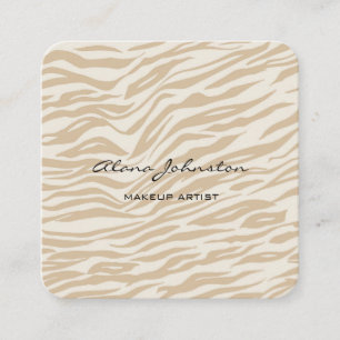 Abstrakt Brown Zebra tryck Makeup Artist Fyrkantigt Visitkort