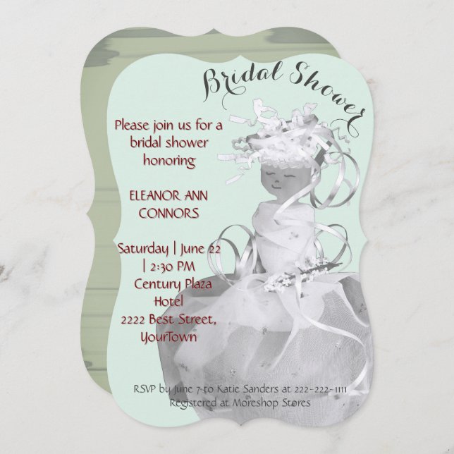 Abstrakt brudmodell bröllopsklänning bröllopsdusch (Fram/baksida)